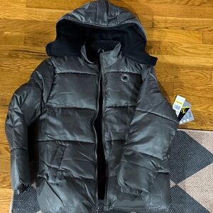 Gray Puffer Jacket with Hood